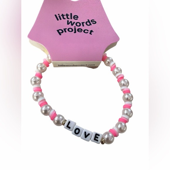 Little Words Project Love Pink White Beaded Bracelet NWT - Picture 2 of 3